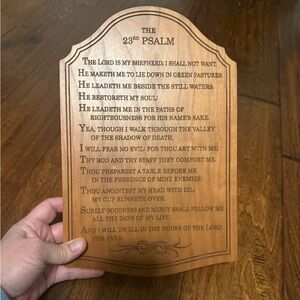 The 23rd Psalm laser engraved solid wall decor art sign plaque.